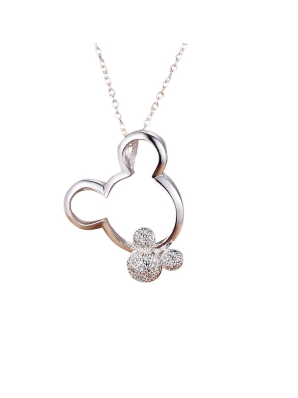 925 Sterling Silver Mickey Outline Pendant Necklace